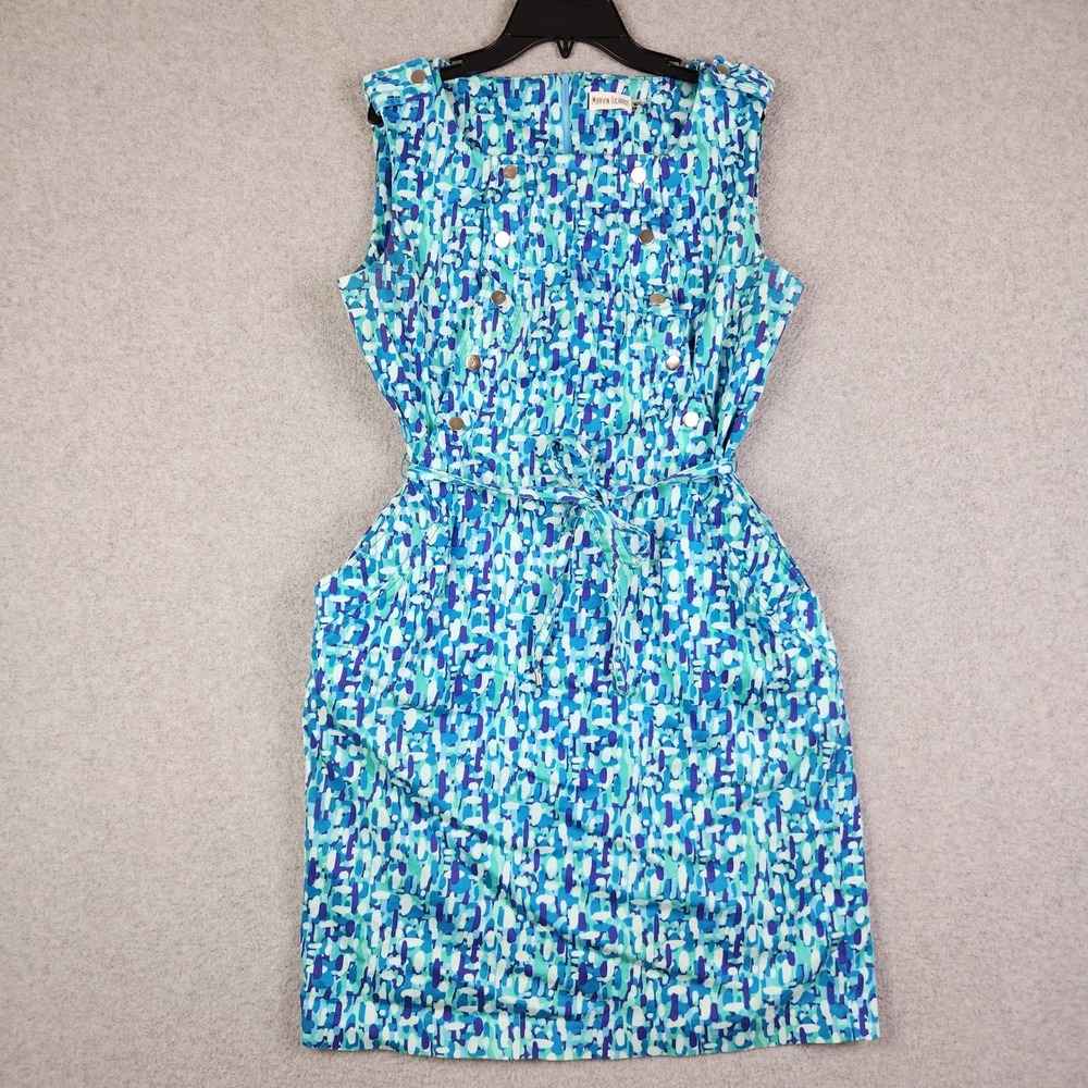 Marvin Richards Teal & Blue Abstract Midi Dress